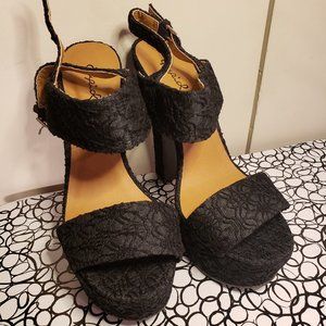 Qupid Black Platform Heels